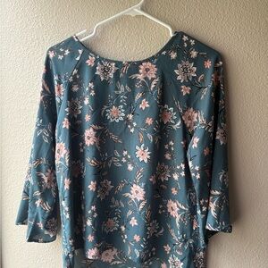 Papermoon Floral Blouse - Teal and Pink